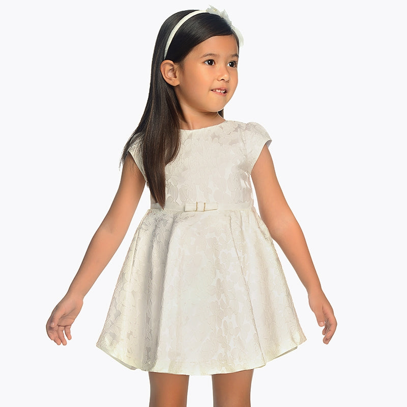 Kukukid Kids Girl Pompon Dress in White Flamingos