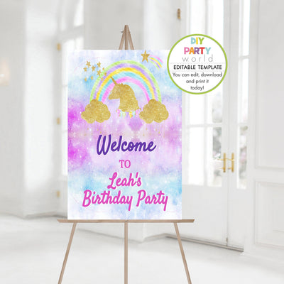 Rainbow Party Welcome Sign, Rainbow Party, Rainbow Birthday, Rainbow  Poster, 