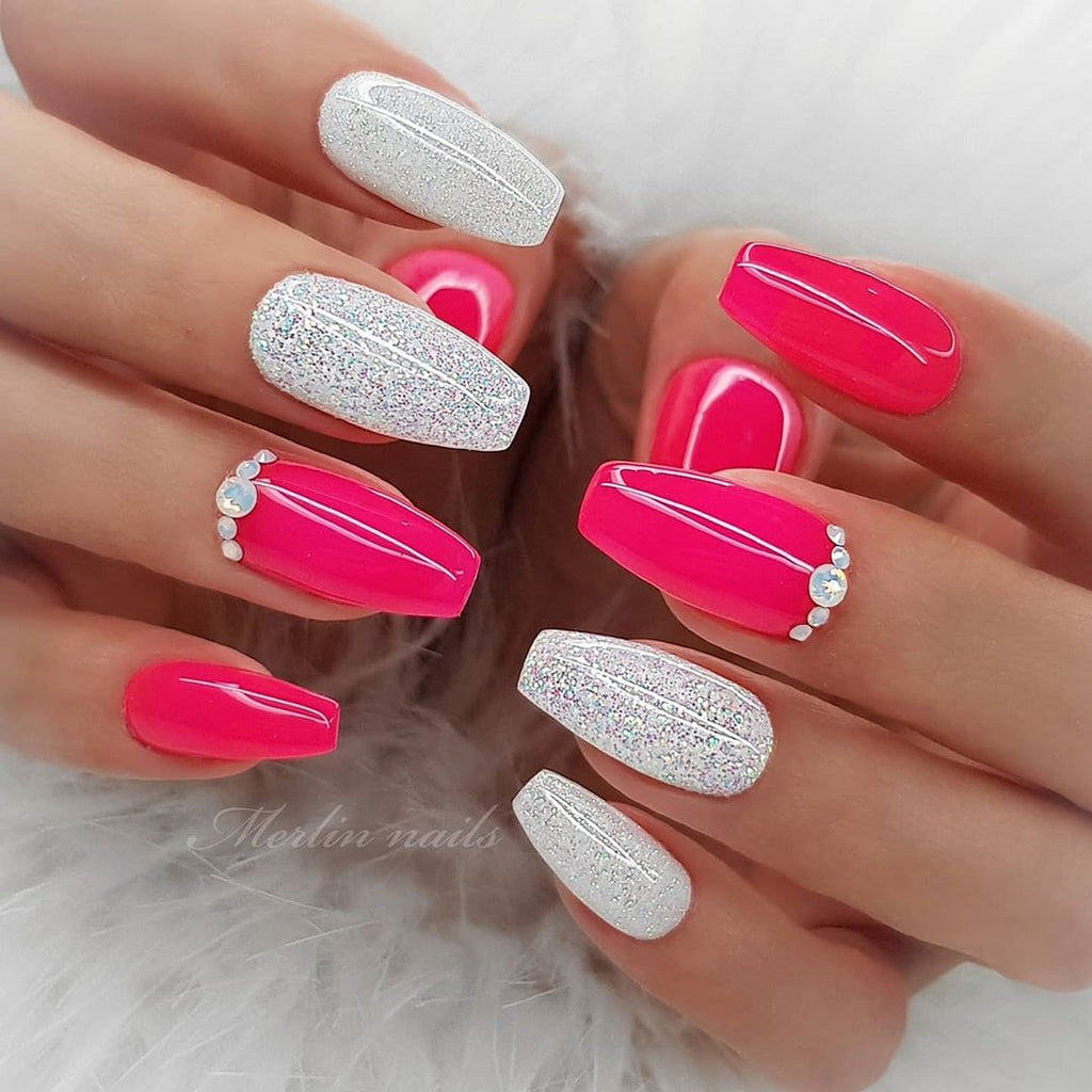 pink wedding nail designs