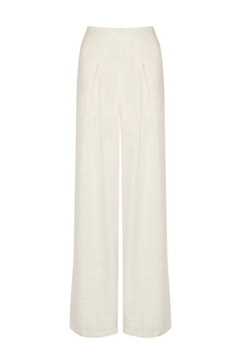 'SANTAMARIA' WIDE LEG TROUSERS - WHITE – Second Summer