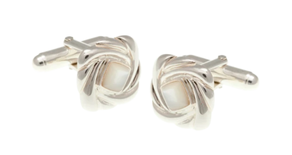 R P CUFF LINKS / SOLID STERLING SILVER / MOTHER OF PEARL DESIGN