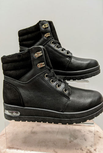 ladies black trainer boots