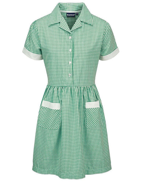 Gingham Dress - Green/White – Sussex Uniforms