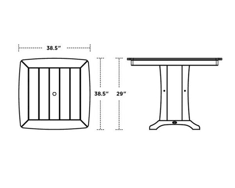 Nautical Trestle 37" Dining Table size