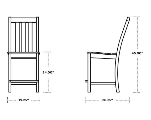 Vineyard Counter Side Chair size