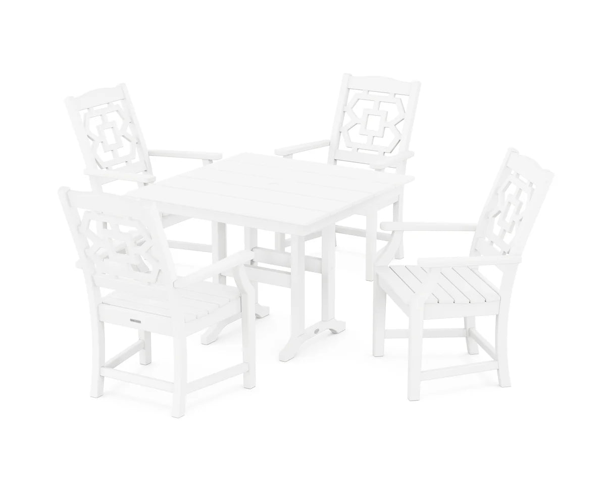 Chinoiserie 5-Piece Farmhouse Dining Set - Image 3