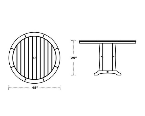 Nautical Trestle 48" Round Dining Table