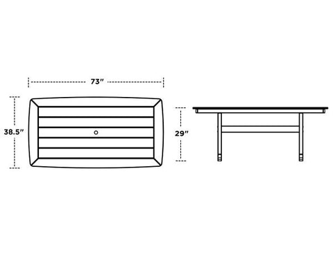 Nautical Trestle 38" x 73" Dining Table