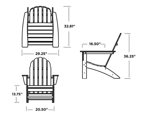 Vineyard Adirondack Chair size