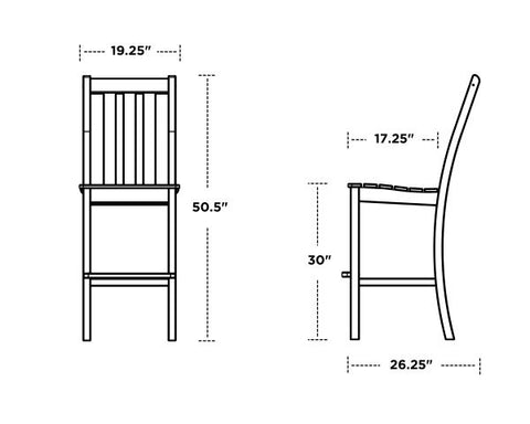 Vineyard Bar Side Chair size