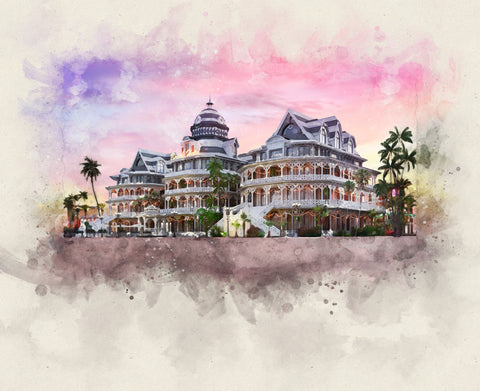 Beach Hotel (Galveston) watercolor