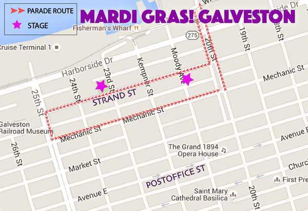 Krewe of Barkus and Meoux Parade Route
