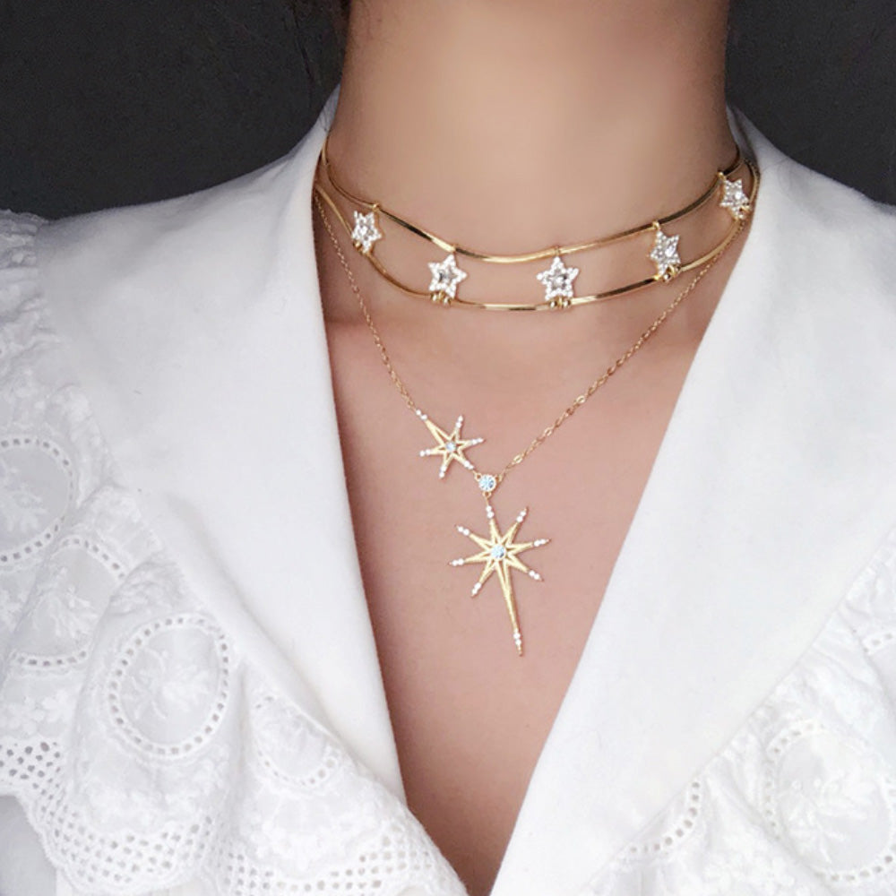 STAR JEWELRY ダブルチェーン　ロングネックレス