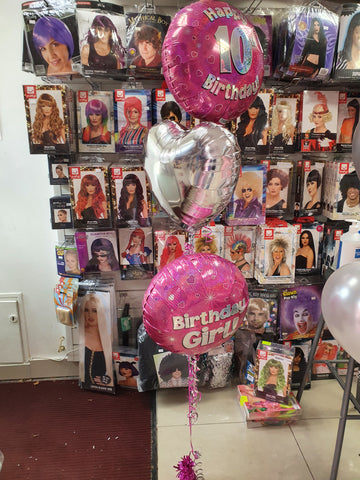 pink 10th birthday balloon bouquet