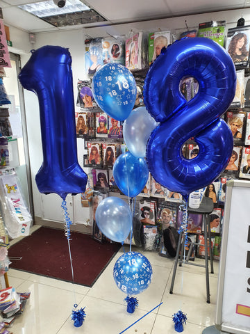 Blue 18th birthday balloons