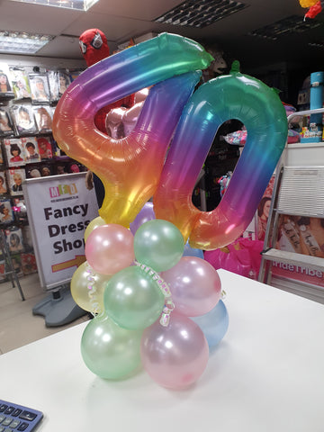 Rainbow 40th birthday table balloon display