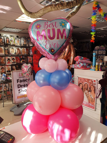 Best mum pink and blue air filled balloon display