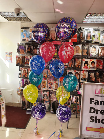 Rainbow happy birthday balloon display