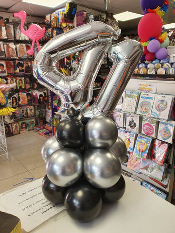 Black and silver 41st birthday double number air-filled display