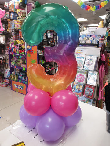 Table top rainbow three balloon display