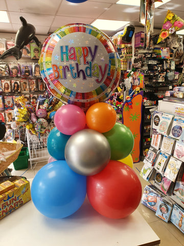 Rainbow Happy Birthday Balloon pyramid