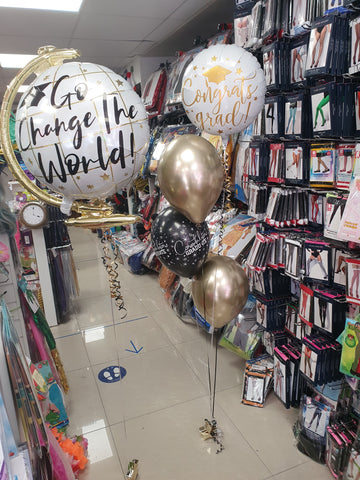 Black and gold graduation balloons