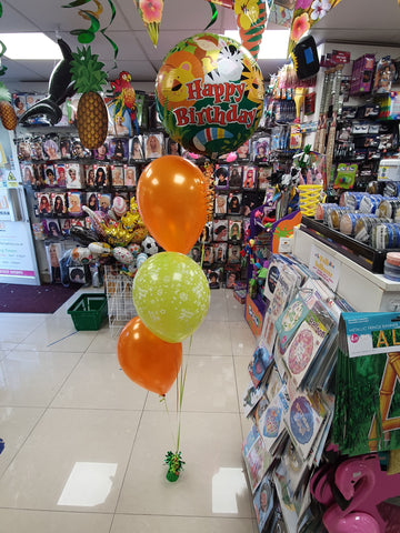 2nd birthday 3 balloon bouquet with jungle themed foil