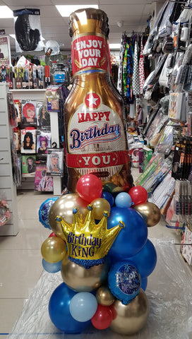 Happy Birthday Beer themed balloon stack