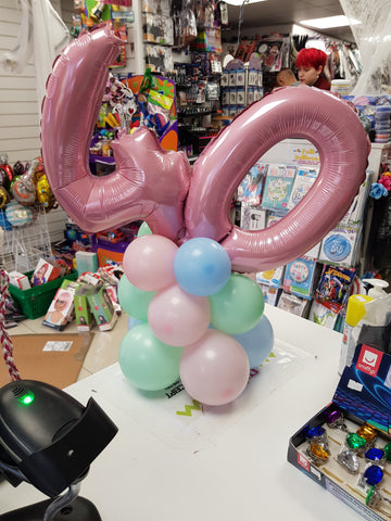 Pastel 40th birthday table centrepiece