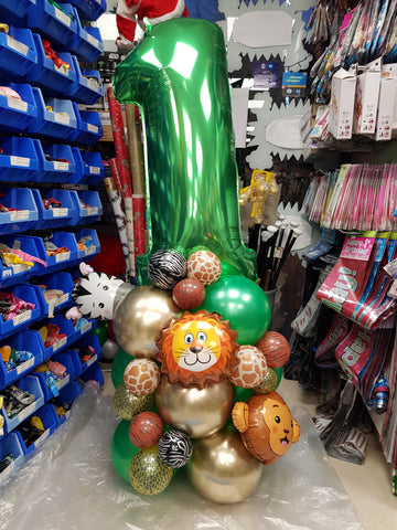 1st birthday Safari themed balloon stack