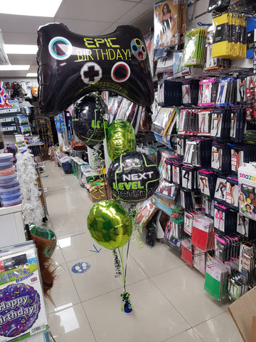 Happy Birthday Gamer black and green balloon bouquet