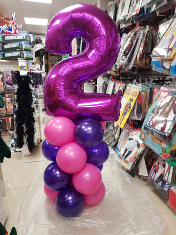 2nd Birthday pink and purple balloon column