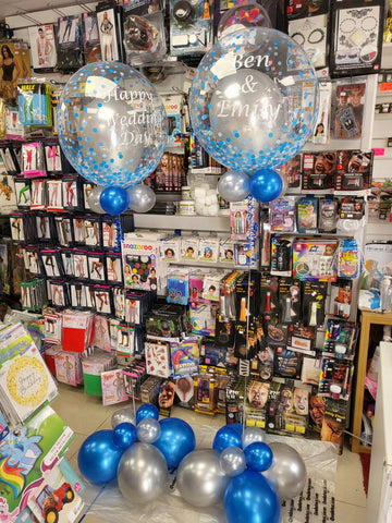 Blue & grey personalised Wedding Day Deco Bubble Displays