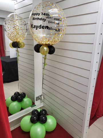 Xbox lime green black and gold deco bubble balloon display