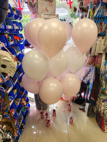 Pastel Pink & white three balloon bouquets