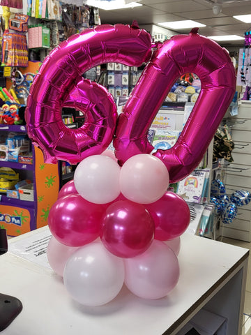 Pink & white 60th birthday double number mini table centrepiece