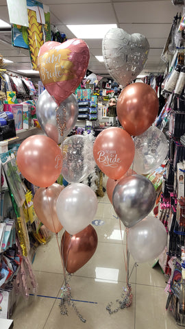 Rose gold silver and white Team Bride Wedding Day Boutique Balloon Bouquets