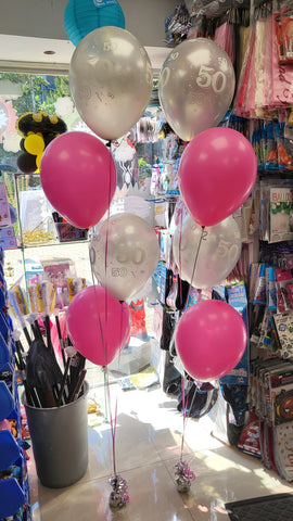 Pink and grey 60th birthday 4 balloon bouquets
