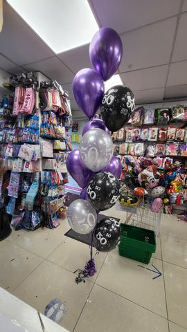 Purple silver and black 50th birthday mega balloon bouquet