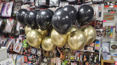 Fashion black and reflex gold two balloon bouquets