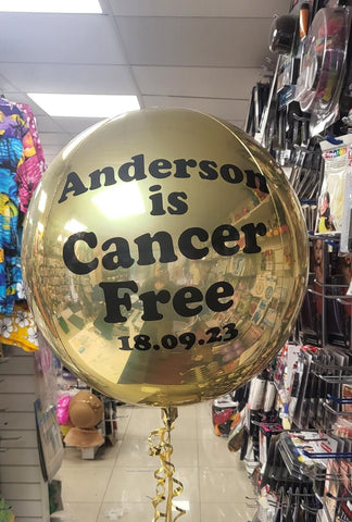 Cancer free white gold orb balloon