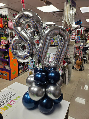 Chrome silver and chrome navy double number table centrepiece