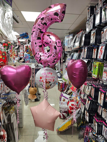 Sixth birthday pink minnie mouse foil balloons