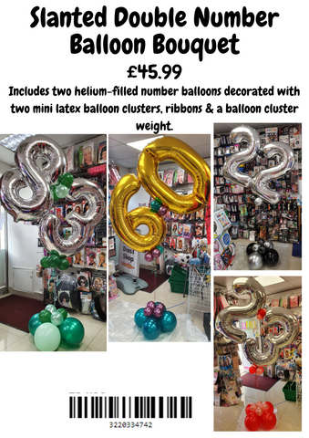Slanted double number balloon display