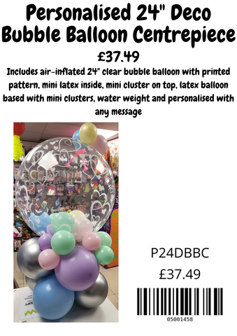 Personalised 24 inch deco bubble balloon centrepiece