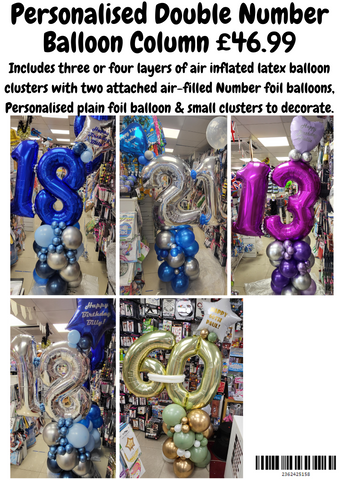 Personalised Double Number Balloon Column