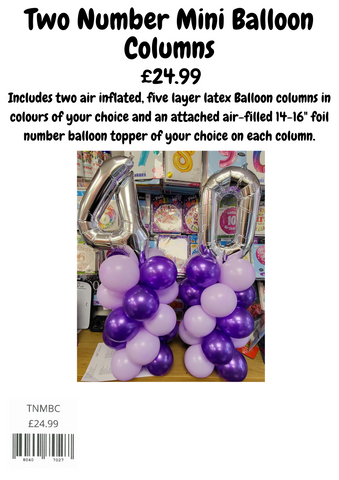 Two number mini balloon columns