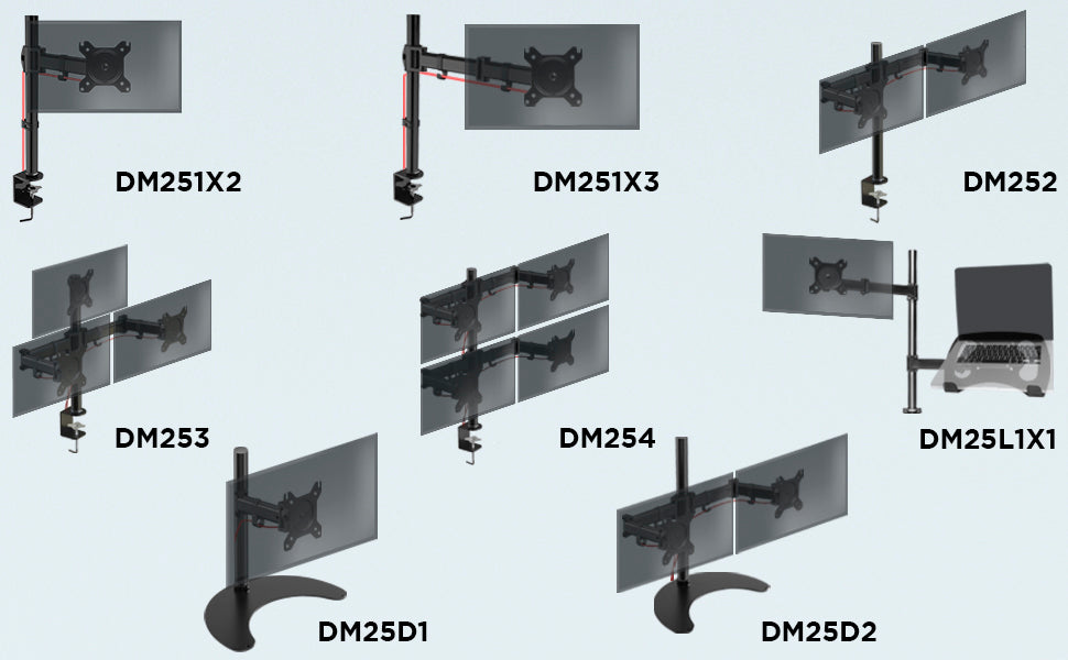 Duronic DM35D2 BK Soporte para 2 monitores de 13 a 27 Pulgadas - Monitor PC  LCD LED|Brazo de 43 cm|Base de pie de Apoyo Fija - Giratorio e Inclinable
