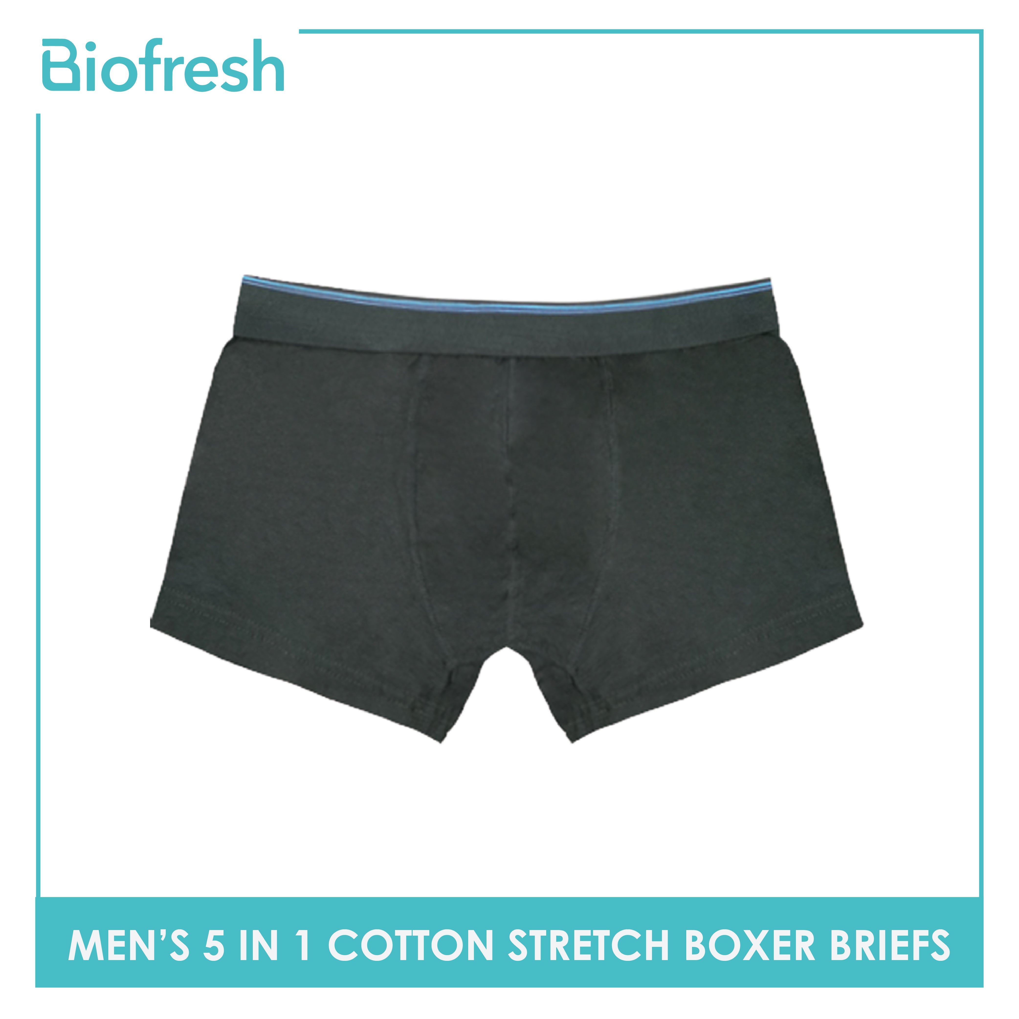 Biofresh Men's Cotton Breathable Boxer Brief 5 pieces in 1 pack OUMBBG1 ...