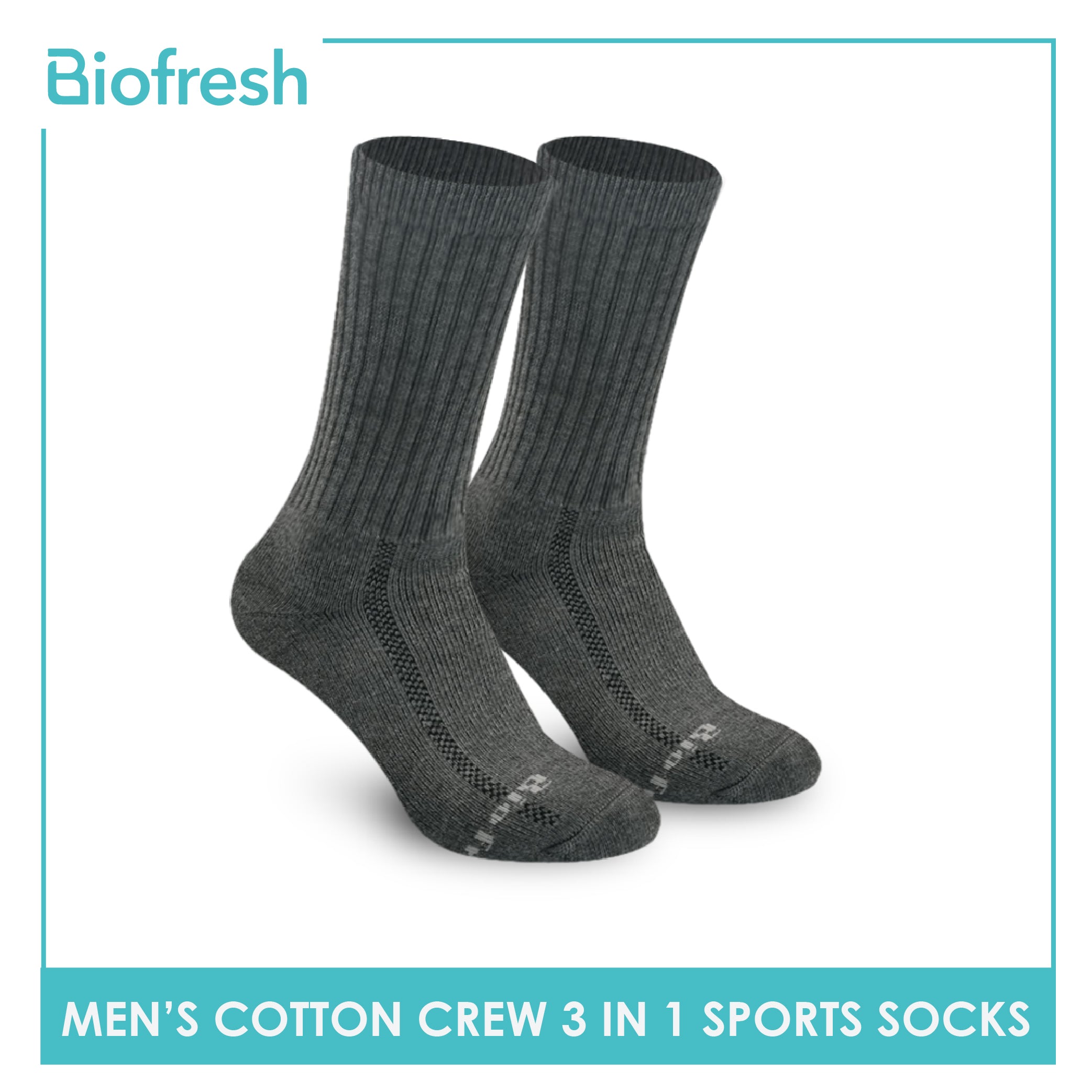 Biofresh RMSKG20 Men's Thick Cotton Crew Sports Socks 3 pairs in a pack ...